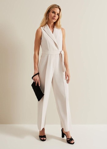 Phase Eight Clarissa Tux Wide Leg Jumpsuit White Canada | GDEUFM-691